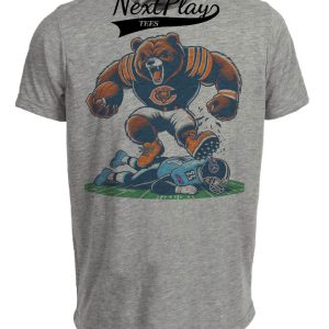 Chicago Bears vs. Tennessee Titans Retro Rivalry Football Staley Da Bear Stomping Artwork Heather Gray Sublimated T-Shirt