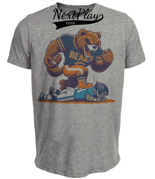 Chicago Bears vs. Tennessee Titans Retro Rivalry Football Staley Da Bear Bulldozer Artwork Heather Gray Sublimated T-Shirt