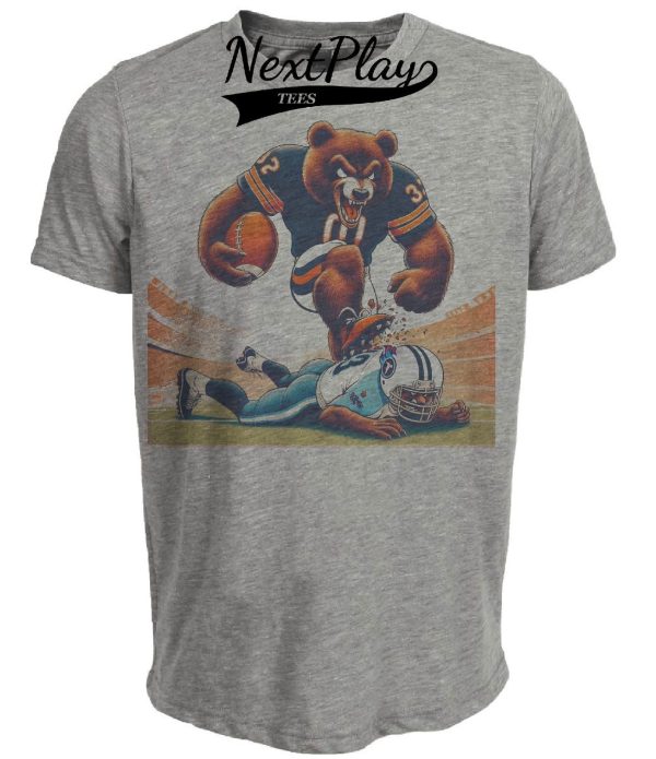 Chicago Bears vs. Tennessee Titans Retro Rivalry Football Staley Da Bear TD Artwork Heather Gray Sublimated T-Shirt