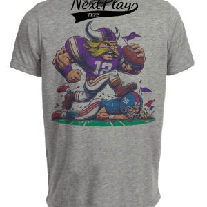 Minnesota Vikings vs. New York Giants Retro Rivalry Football Mascot Artwork Heather Gray Sublimated T-Shirt