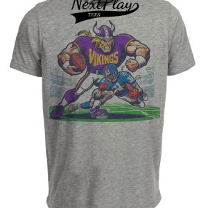 Minnesota Vikings vs. New York Giants Retro Rivalry Football Victory Viktor Mascot Artwork Heather Gray Sublimated T-Shirt