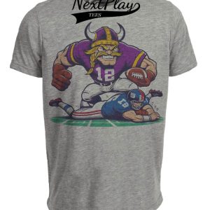 Minnesota Vikings vs. New York Giants Retro Rivalry Football Angry Viktor Mascot Artwork Heather Gray Sublimated T-Shirt