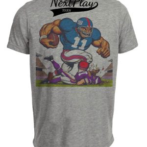 New York Giants vs. Minnesota Vikings Retro Rivalry Football Mascot Artwork Heather Gray Sublimated T-Shirt