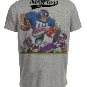 New York Giants vs. Minnesota Vikings Retro Rivalry Football Giant Artwork Heather Gray Sublimated T-Shirt