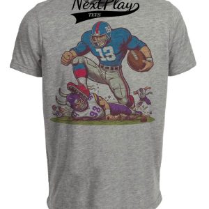 New York Giants vs. Minnesota Vikings Retro Rivalry Football TD Mascot Artwork Heather Gray Sublimated T-Shirt