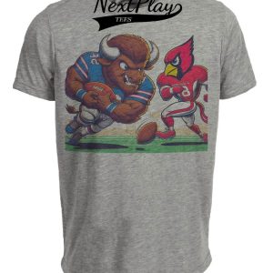 Buffalo Bills vs. Arizona Cardinals Retro Rivalry Football Billy Run Artwork Heather Gray Sublimated T-Shirt