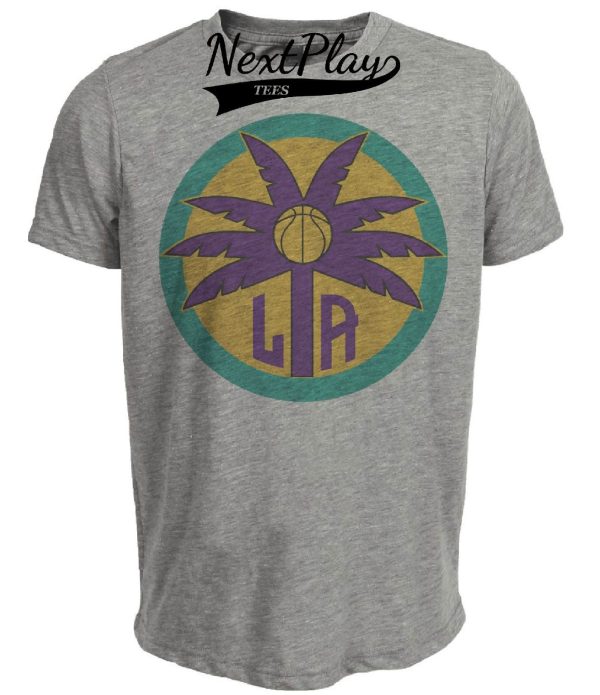 Los Angeles Sparks Retro Basketball Artwork Heather Gray Sublimated T-Shirt