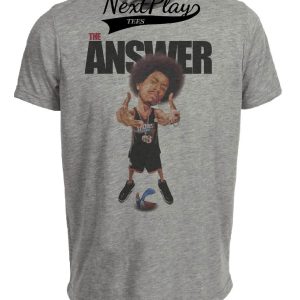 Philadelphia 76ers Retro Allen Iverson The Answer Basketball 1996 Artwork Heather Gray Sublimated T-Shirt