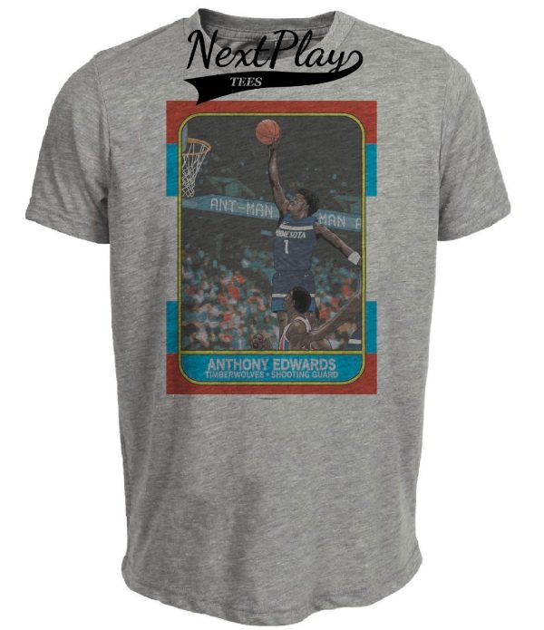 Minnesota Timberwolves Retro Anthony Edwards Basketball 1986 Artwork Heather Gray Sublimated T-Shirt