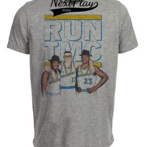 Golden State Warriors Retro Run TMC Basketball 1990 Artwork Heather Gray Sublimated T-Shirt