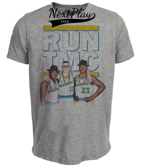 Golden State Warriors Retro Run TMC Basketball 1990 Artwork Heather Gray Sublimated T-Shirt
