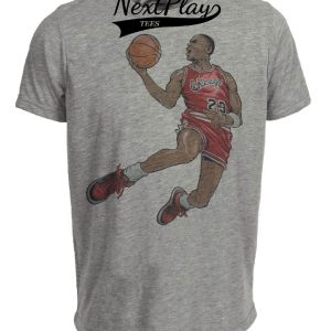 Chicago Bulls Retro #23 Michael Air Jordan Basketball 1986 Artwork Heather Gray Sublimated T-Shirt