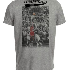 Chicago Bulls Retro Michael Air Jordan Basketball The Shot Artwork Heather Gray Sublimated T-Shirt