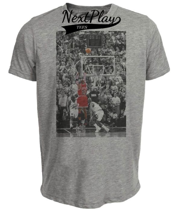 Chicago Bulls Retro Michael Air Jordan Basketball The Shot Artwork Heather Gray Sublimated T-Shirt
