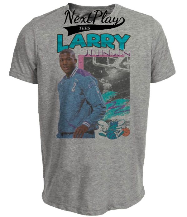 Charlotte Hornets Retro GrandMama Larry Johnson Basketball 1991 Artwork Heather Gray Sublimated T-Shirt