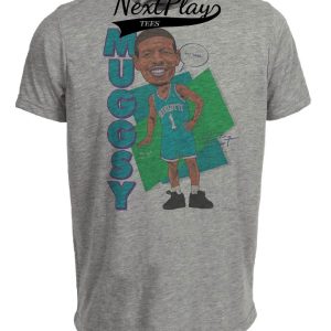 Charlotte Hornets Retro Muggsy Bogues Basketball 1988 Artwork Heather Gray Sublimated T-Shirt