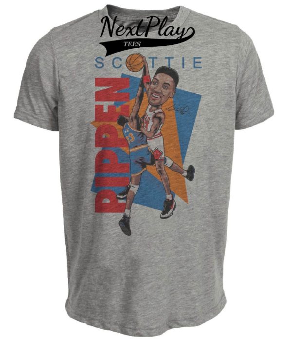 Chicago Bulls Retro Scottie Pippen Basketball 1989 Artwork Heather Gray Sublimated T-Shirt