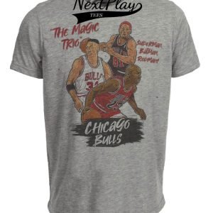 Chicago Bulls Retro Big 3 Jordan Pippen Rodman Basketball 1992 Artwork Heather Gray Sublimated T-Shirt