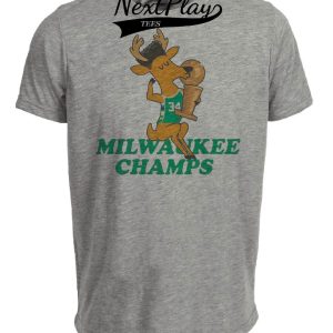 Milwaukee Bucks Retro Champs Basketball Artwork Heather Gray Sublimated T-Shirt