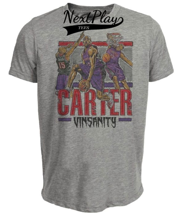 Toronto Raptors Retro Vince Carter Vinsanity Basketball 1999 Artwork Heather Gray Sublimated T-Shirt