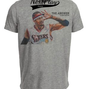 Philadelphia 76ers Retro Allen Iverson The Answer Basketball 1998 Artwork Heather Gray Sublimated T-Shirt