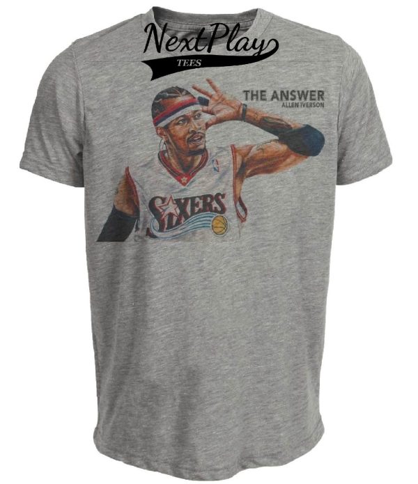 Philadelphia 76ers Retro Allen Iverson The Answer Basketball 1998 Artwork Heather Gray Sublimated T-Shirt