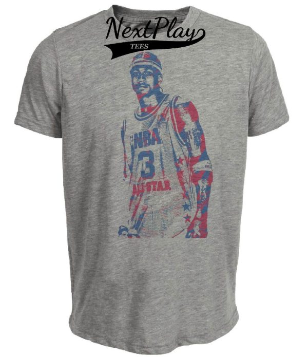 Philadelphia 76ers Retro Allen Iverson All-Star Basketball 1998 Artwork Heather Gray Sublimated T-Shirt