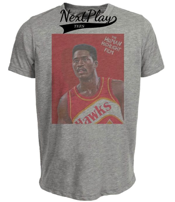Atlanta Hawks Retro Dominique Wilkins Basketball Human Highlight Film 1988 Artwork Heather Gray Sublimated T-Shirt