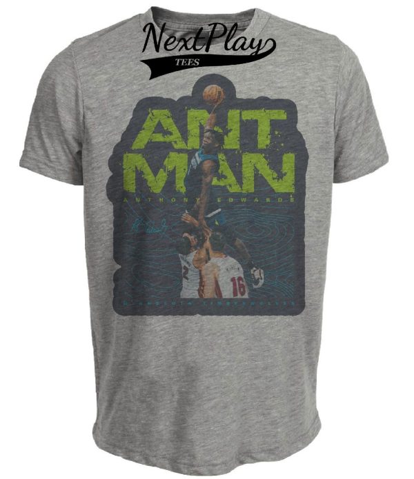 Minnesota Timberwolves Retro Anthony Edwards Ant Man Basketball Artwork Heather Gray Sublimated T-Shirt