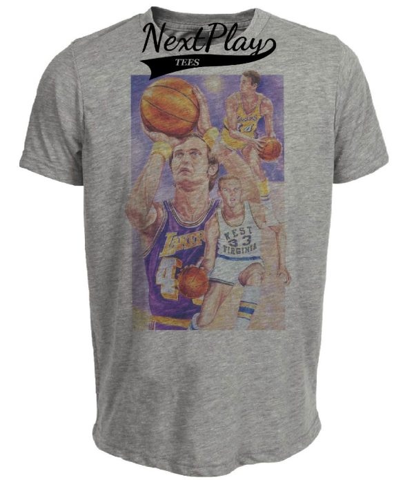 Los Angeles Lakers Retro Jerry West Basketball 1970 Artwork Heather Gray Sublimated T-Shirt