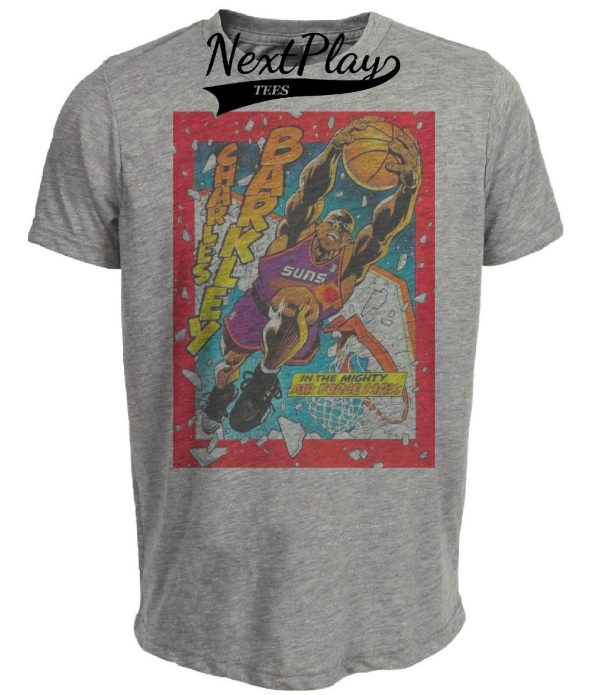 Phoenix Suns Retro Charles Barkley Basketball Comic 1991 Artwork Heather Gray Sublimated T-Shirt