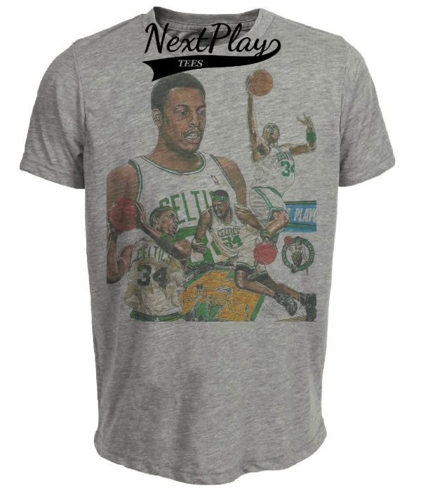 Boston Celtics Retro Paul Pierce Basketball Artwork Heather Gray Sublimated T-Shirt