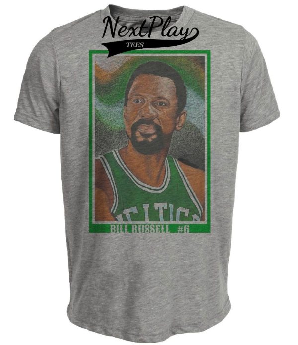 Boston Celtics Retro Bill Russell Basketball 1961 Artwork Heather Gray Sublimated T-Shirt