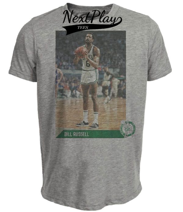 Boston Celtics Retro Bill Russell Basketball 1958 Artwork Heather Gray Sublimated T-Shirt