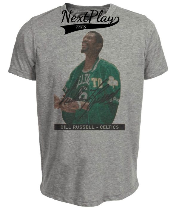 Boston Celtics Retro Bill Russell Basketball 1959 Artwork Heather Gray Sublimated T-Shirt