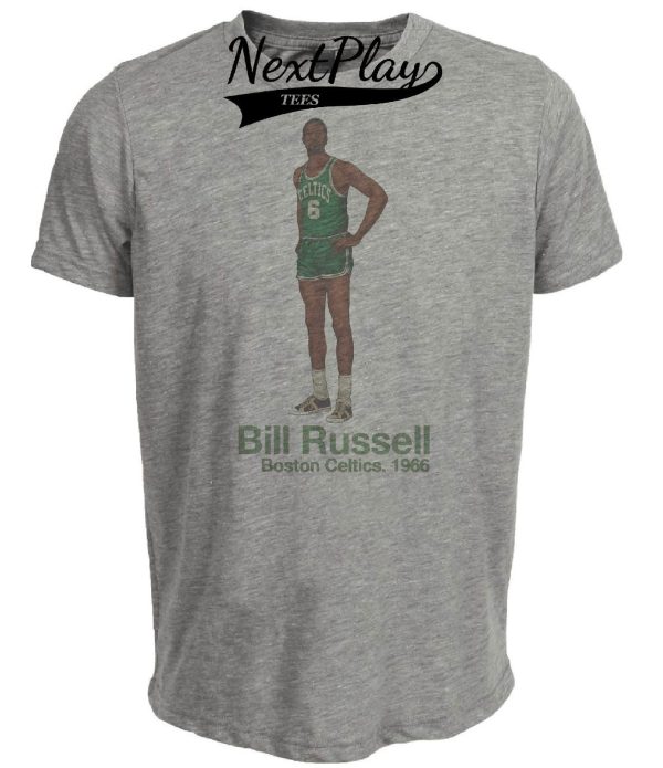 Boston Celtics Retro Bill Russell Basketball 1961 Artwork Heather Gray Sublimated T-Shirt