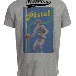Atlanta Hawks Retro Pistol Pete Maravich Basketball 1969 Artwork Heather Gray Sublimated T-Shirt