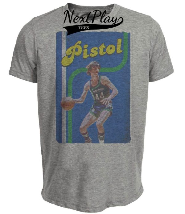 Atlanta Hawks Retro Pistol Pete Maravich Basketball 1969 Artwork Heather Gray Sublimated T-Shirt