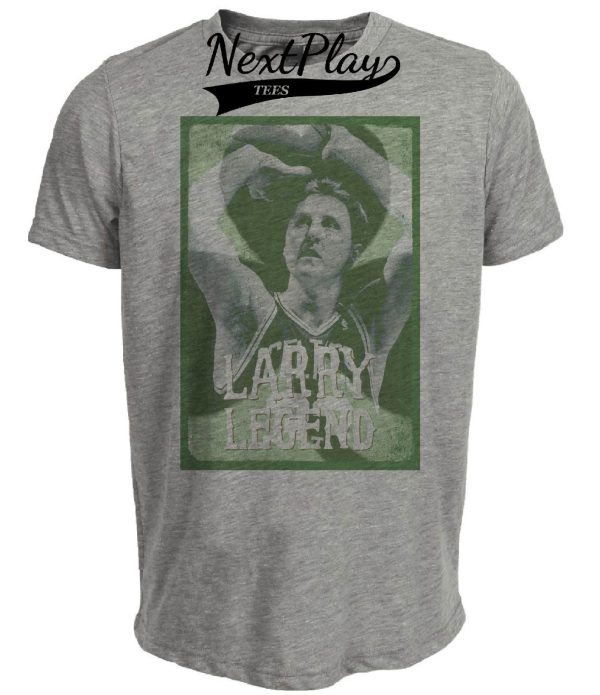 Boston Celtics Retro Larry Legend Bird Basketball 1985 Artwork Heather Gray Sublimated T-Shirt