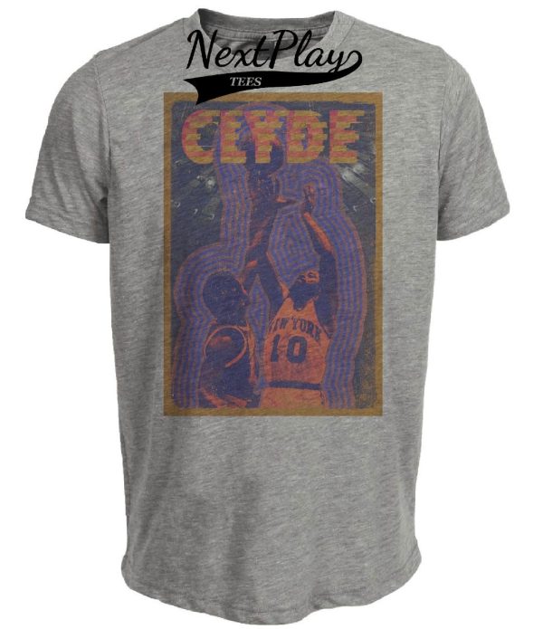 New York Knicks Retro Walt Frazier Basketball 1969 Artwork Heather Gray Sublimated T-Shirt