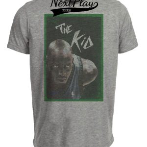 Minnesota Timberwolves Retro Kevin Garnett Basketball 1997 Artwork Heather Gray Sublimated T-Shirt
