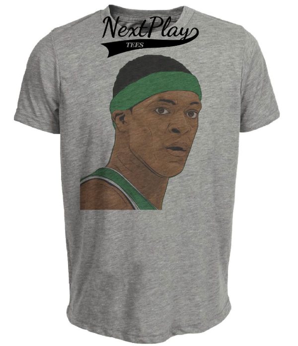 Boston Celtics Retro Rajon Rondo Basketball Artwork Heather Gray Sublimated T-Shirt