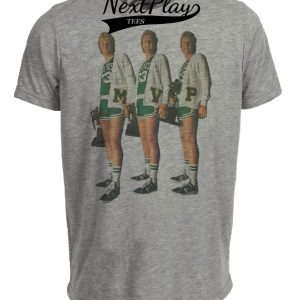 Boston Celtics Retro MVP Larry Bird Basketball 1987 Artwork Heather Gray Sublimated T-Shirt