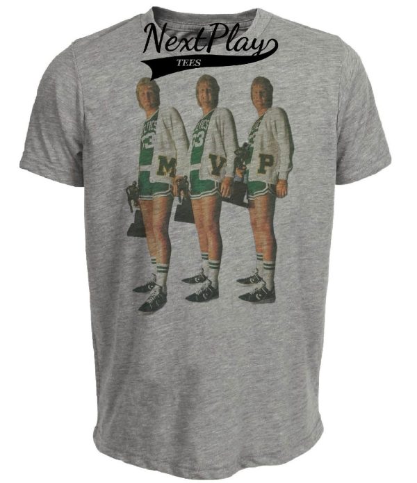 Boston Celtics Retro MVP Larry Bird Basketball 1987 Artwork Heather Gray Sublimated T-Shirt