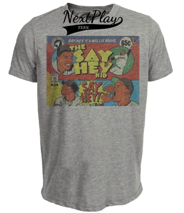 New York Giants Retro Willie Mays The Say Hey Kid Baseball 1952 Artwork Heather Gray Sublimated T-Shirt
