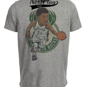 Milwaukee Bucks Retro Giannis Antetokounmpo Greek Freak Basketball Artwork Heather Gray Sublimated T-Shirt