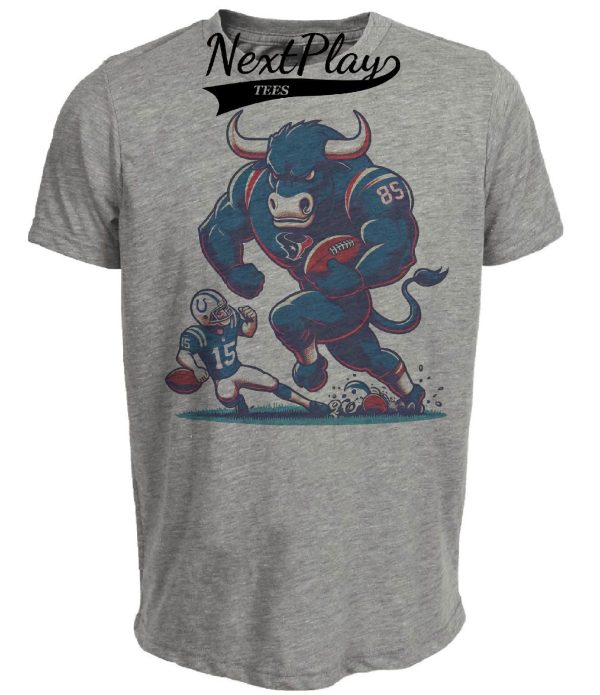 Houston Texans vs. Indianapolis Colts Retro Rivalry Football Mascot Artwork Heather Gray Sublimated T-Shirt