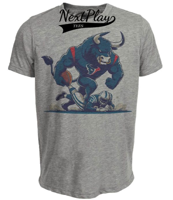 Houston Texans vs. Indianapolis Colts Retro Rivalry Football Toro Mascot Artwork Heather Gray Sublimated T-Shirt