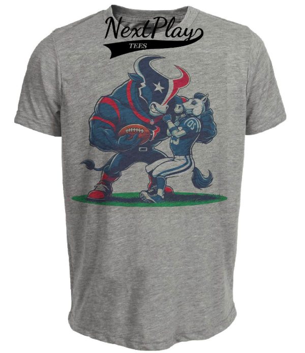 Houston Texans vs. Indianapolis Colts Retro Rivalry Football Toro Artwork Heather Gray Sublimated T-Shirt