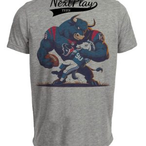Houston Texans vs. Indianapolis Colts Retro Rivalry Football Toro Headlock Artwork Heather Gray Sublimated T-Shirt